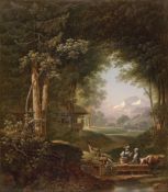 Rieter, Heinrich: Alpenlandschaft mit Hirten an einer Tränke