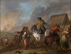 Querfurt, August: Soldatenlager mit Marketenderin