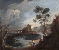 Italienisch: 18. Jh. Südliche Küstenszene mit Kastell