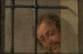 Niederländisch: 17. Jh. Kerkerszene: Mann hinter einem Gitterfenster