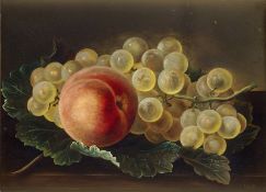 Jensen, Johan Laurentz - zugeschrie...: Früchtestillleben mit Pfirsich und Trauben