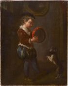 Italienisch: 18. Jh. Kleiner Tamburinspieler mit tanzendem Hund