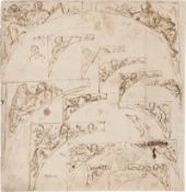 Italienisch: 16. Jh. Studienblatt mit Entwürfen zu Zwickeln mit den E...
