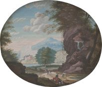 Büchel, Emmanuel - zugeschrieben: Zwei pittoreske Landschaften mit Jägern und Hirten