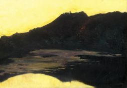 Ury, Lesser: Burg am Fluss, Abendstimmung, Burg Saaleck (Der Fuchstur...