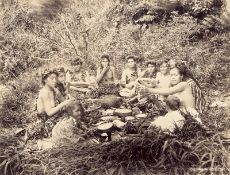 Davey, Frank: Hawaiians eating a meal; Two Hawaiians with their boats,...