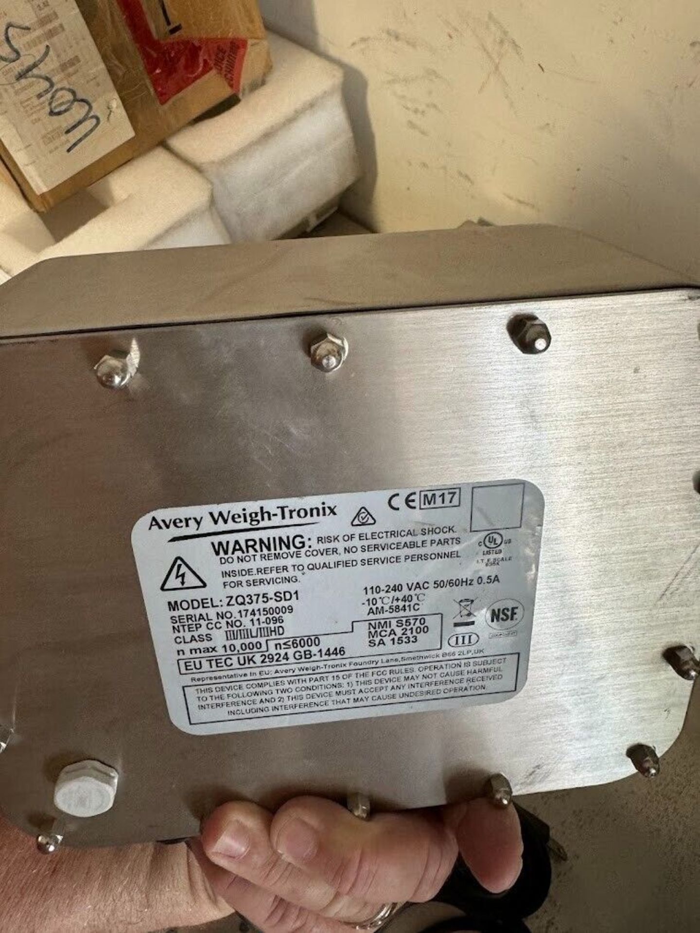 Avery ZQ375-SD1 Indicator + 100 lb Platform Scale BS-2020-100-AO, NSF/UL - Image 4 of 6