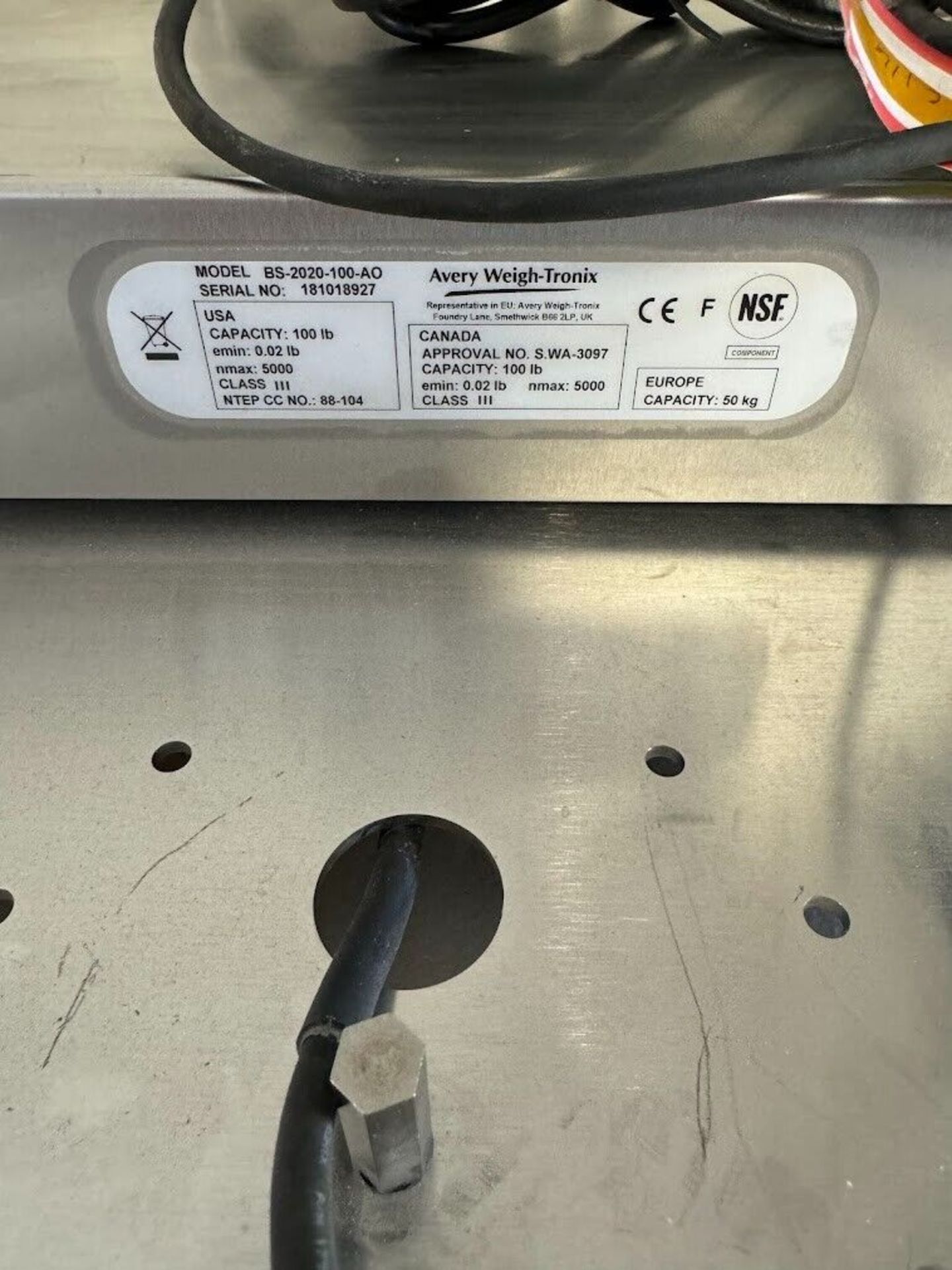 Avery ZQ375-SD1 Indicator + 100 lb Platform Scale BS-2020-100-AO, NSF/UL - Image 6 of 6