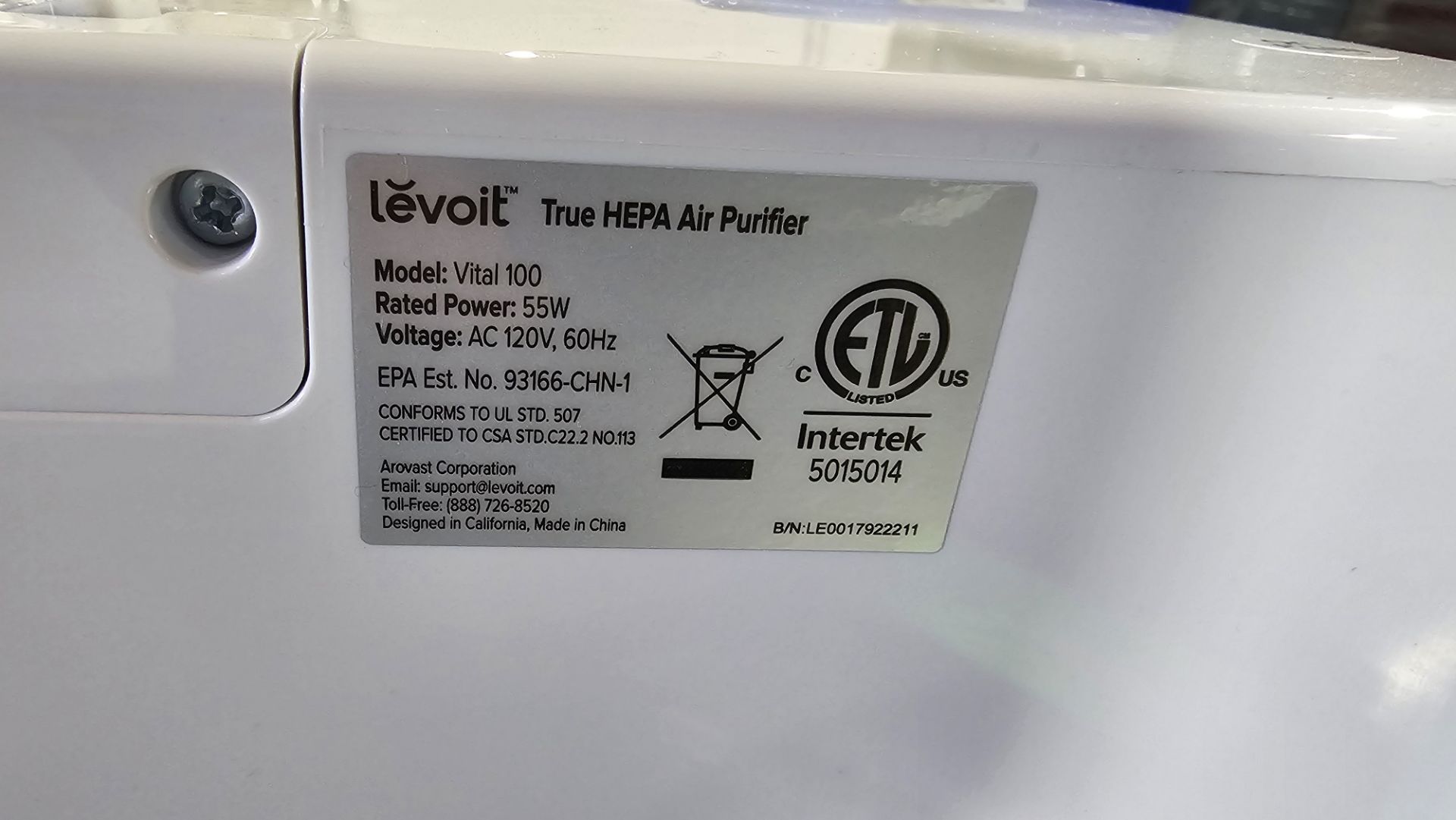 Levoit Vital 100 True HEPA Air Purifier - Image 2 of 4
