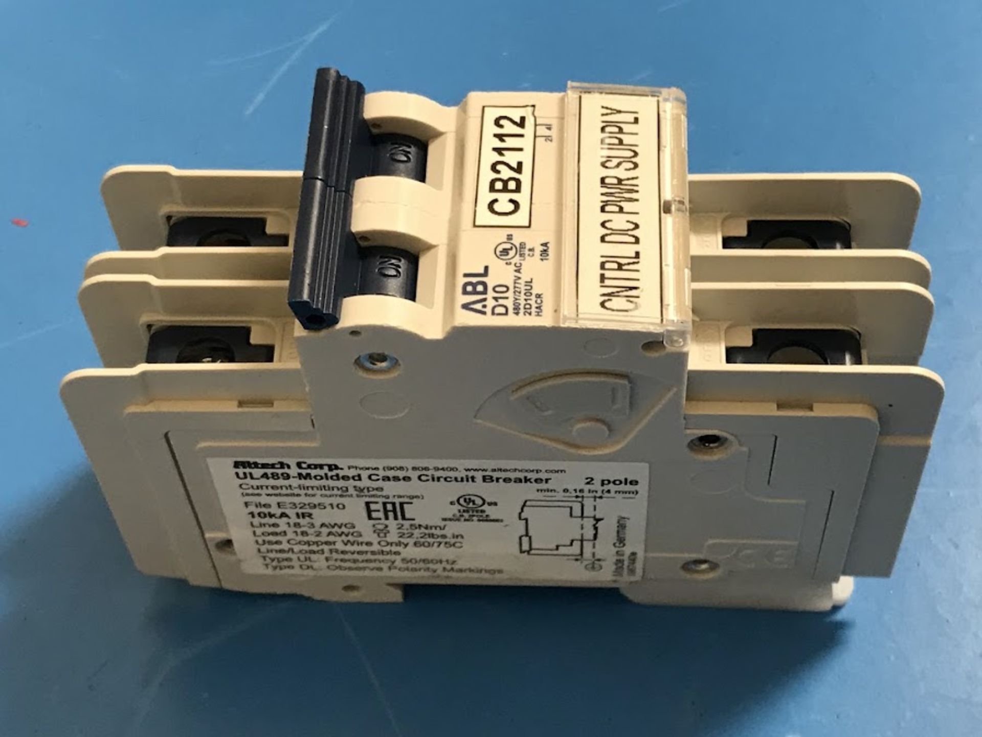 Altech ABL DT0 Circuit Breaker, 2 Pole, 10A, 240V, Case MCCB / Lot - Image 6 of 9