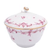 A Champion's Bristol sucrier and cover of ogee form with bud finial,