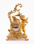 A mid-Victorian gilt-metal clock the Swiss movement having a platform lever escapement with the