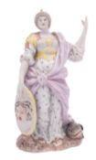 A Champion's Bristol figure of Britannia wearing a draped pink robe,