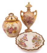 Two pieces of Royal Worcester blush ivory porcelain,
