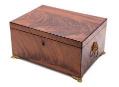 A Victorian mahogany and ebony strung sewing or workbox,