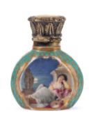 A rare Copeland & Garrett silver-gilt mounted vinaigrette of flattened form,