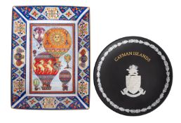 A Royal Worcester porcelain rectangular tray decorated in the Flights of Fancy pattern, 22cm long,