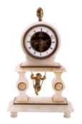 A French late-Victorian Cherub-on-Swing marble clock with a two-plane side escapement to allow for