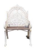 A Victorian painted cast iron garden chair, probably Coalbrookdale Foundry,