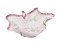 A Plymouth leaf-shaped pickle dish with serrated rim,