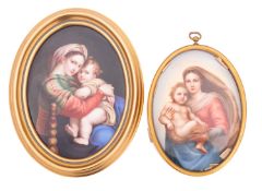 A KPM Berlin porcelain oval plaque of 'The Sistine Madonna' after Raphael, impressed mark,17.