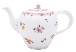 A Champion's Bristol teapot and cover of ogee form with entwined stalk handle,