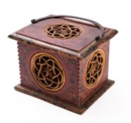A Continental, probably Dutch carved and painted oak foot warmer, 19th century; of rectangular form,