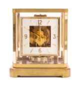 Jaeger-LeCoultre Atmos clock the square cream dial with baton and Arabic numerals and gilt-brass