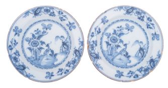 A pair of London delft plates,
