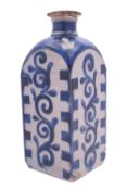 A German Westerwald blue and grey salt-glazed stoneware flask and screw cover,