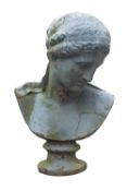 A cast iron bust, probably of Venus, 20th century; portrayed with head declined to sinister,