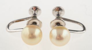 Mikimoto. A pair of cultured pearl earri