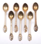 A set of seven Danish silver gilt egg spoons probably by Jacobsen Slagelse,