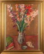 British School, 20th Century - Still life with flowers in a jug,