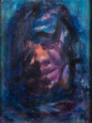 Bob Ward (late 20th Century) - Portrait in blue - Oil on canvas - 34.5 x 25.