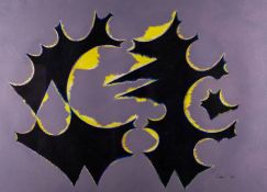 *William Gear RA FRSA RBSA (Scottish, 1915-1997) - Black on Grey 4 - Mixed media on paper - 53 x 72.