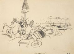 *Henri Hayden (French, 1883-1970) - Garoupe: French Beach - Charcoal - 25.