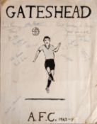 Gateshead AFC, 1962-3. A signed hand dra