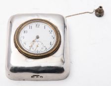 A Victorian silver clock paperweight by Douglas Clock Co, Birmingham 1897, of square form,