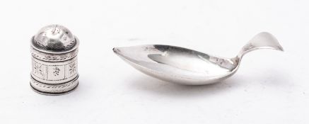 An early 19th century Colonial silver nutmeg grater, the domed pull off cover,