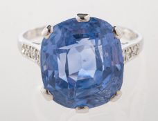 A fine and impressive Ceylon sapphire and diamond ring,