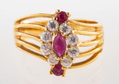 A ruby cluster style ring,