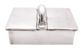 A silver plated cigar box, by Ralph Lauren, of rectangular form, with a cedarwood lining,