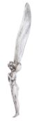 An Art Nouveau pewter letter opener, in the form of a winged nymph or fairy; 10.4