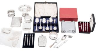 A mixed lot of various silver & collectables, to include 2 sets of silver bridge pencils,