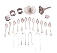 A mixed lot of silver, to include a wine funnel (A/F), a vesta case, an oval box & cover (unmarked),
