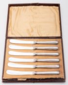 A cased set of six silver and silver pla