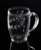 A late Georgian soda glass tankard of ba