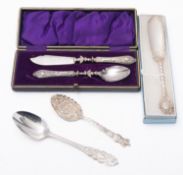 A mixed group of silver and silver plate