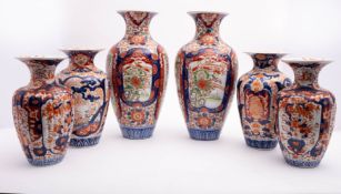 Three pairs of Japanese Imari vases, Mei